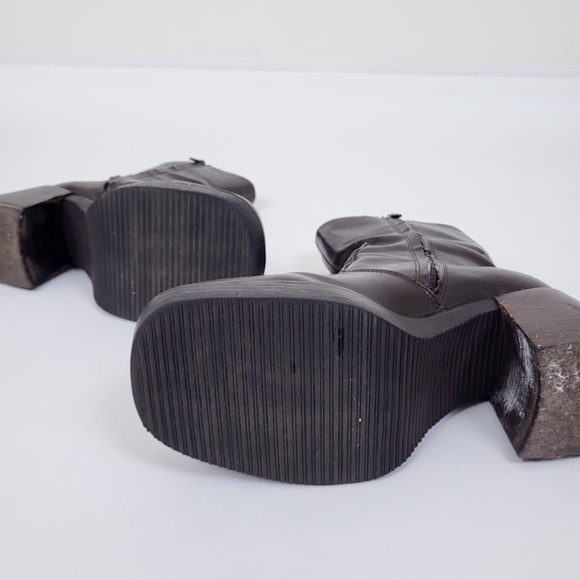 Vintage chunky heel boot square toe platform sock boot calf booties gogo - Picture 13 of 13